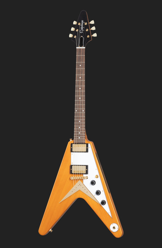 Epiphone 'Inspired By Gibson' 1958 Korina Flying V, Aged Natural